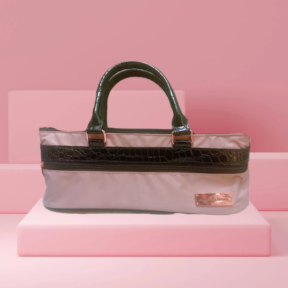 Samantha Brown Wine Bag insulated Chic Pink and Black Satchel